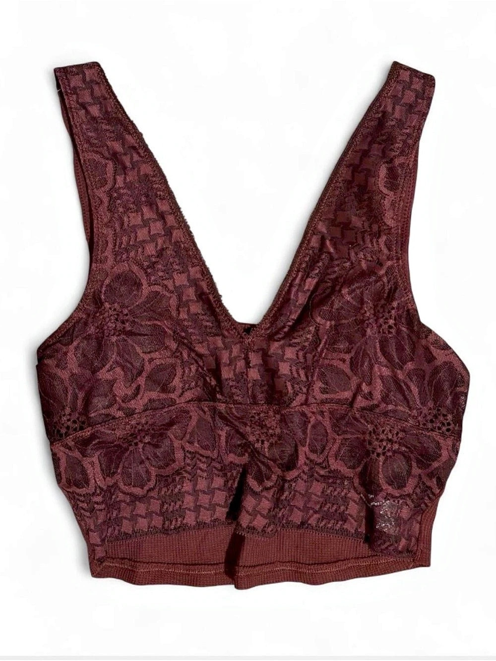 AERIE Lace Bralette Burgundy Floral Lace Size S